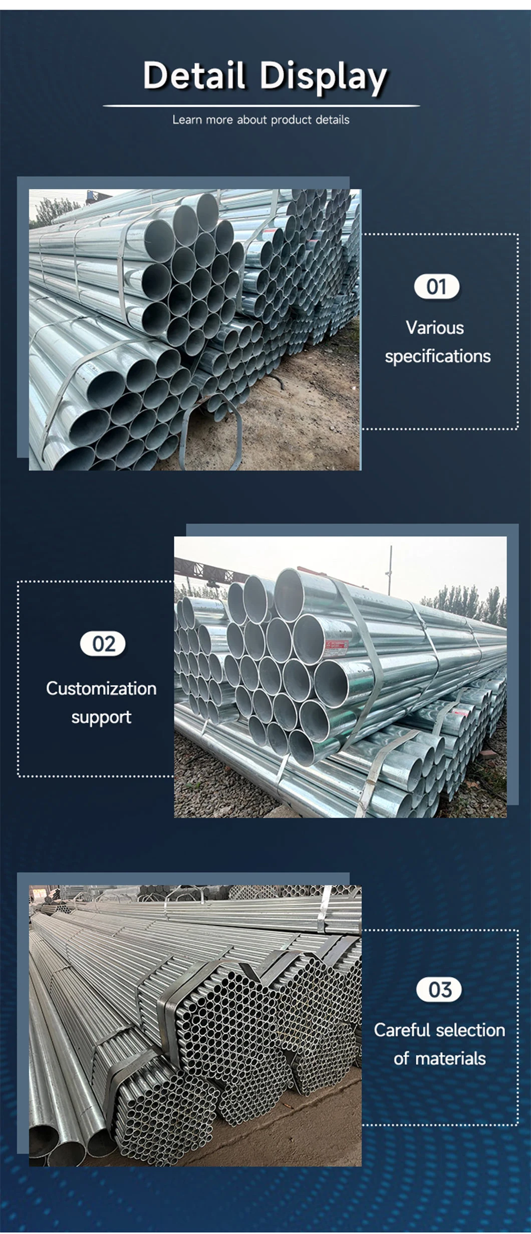 Gi Galvanized Steel Seamless/Welded Pipe with ASTM A795 A53 Grade B Sch10