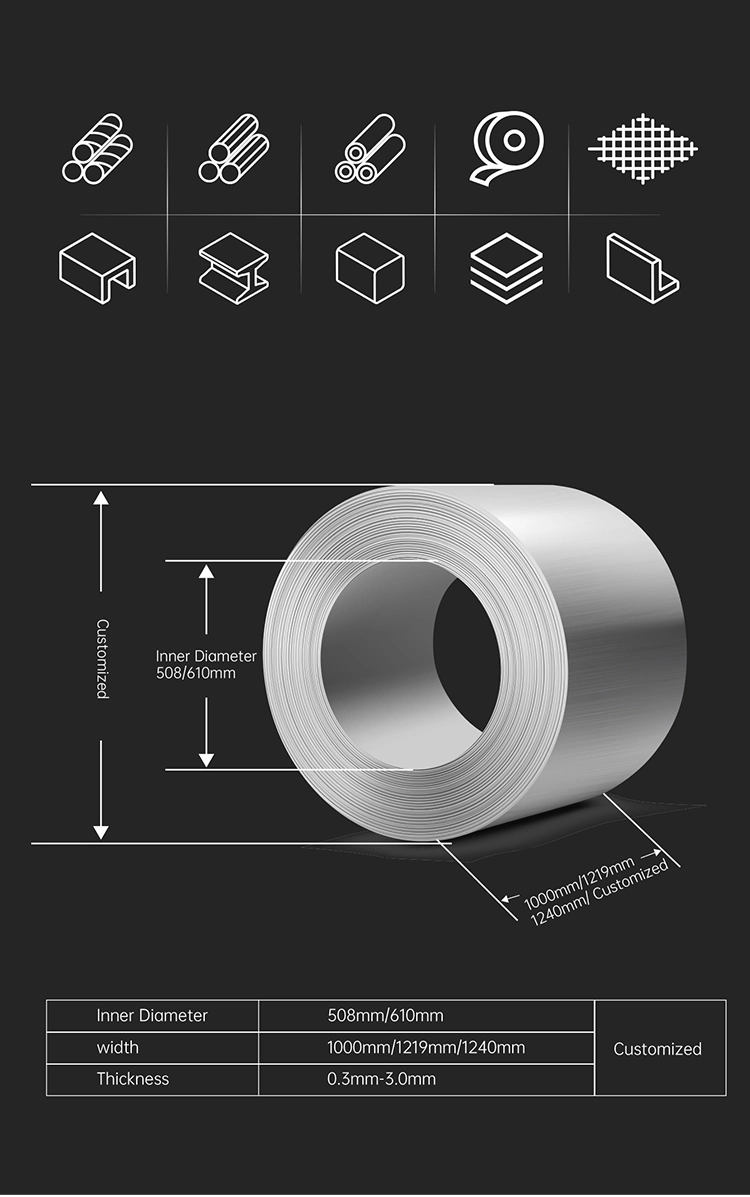 Factory Wholesale AISI SUS 304 316L 201 430 410 202 321 316 310S Stainless Steel Coil Strip 2b Ba N4 8K Ss Coil